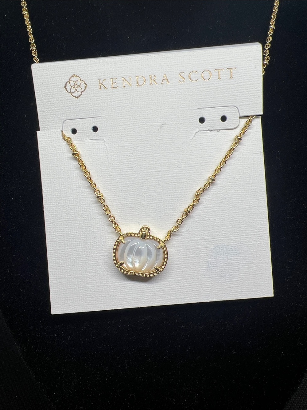 Kendra Scott Gold Pumpkin Pendant Necklace with Mother-of-Pearl